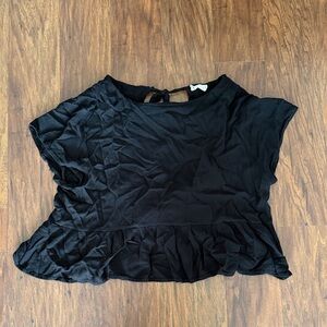 Altar'd State Black Short-Sleeve Peplum Crop Top